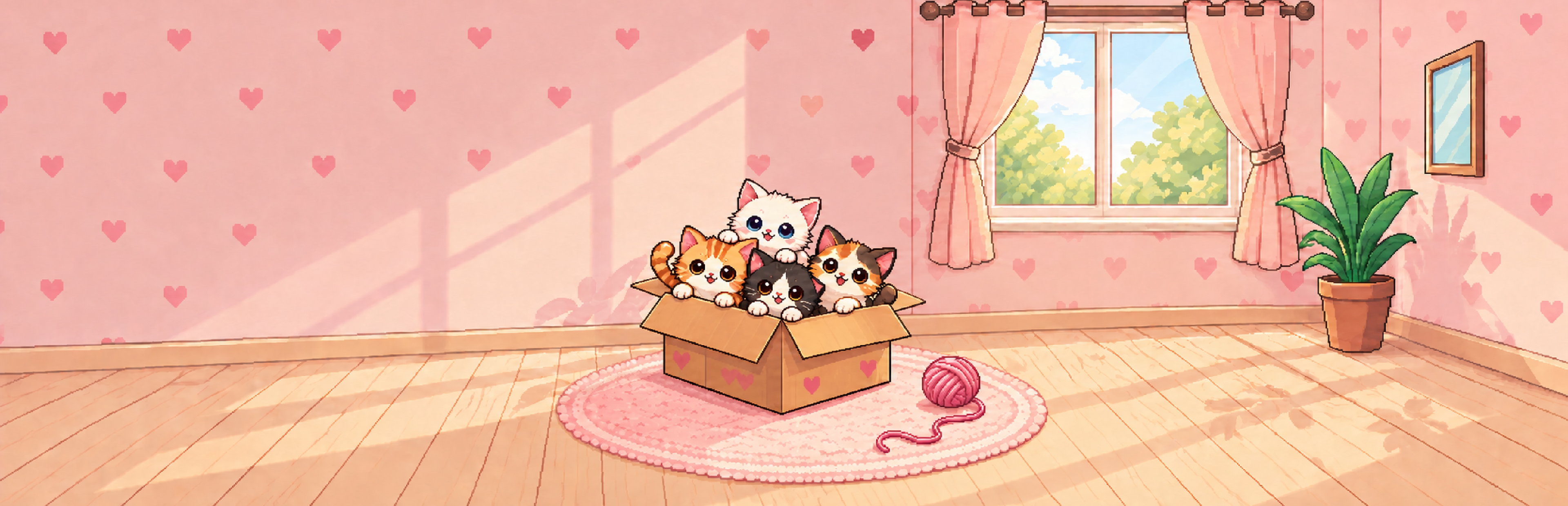 Banner panorâmico de gatinhos